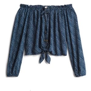 Mason & Belle Off the Shoulder Tie Front Top